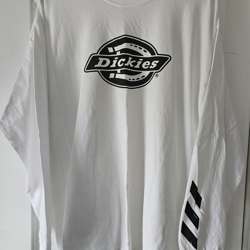 Dickies White Long Sleeve Tee with Black Logo
